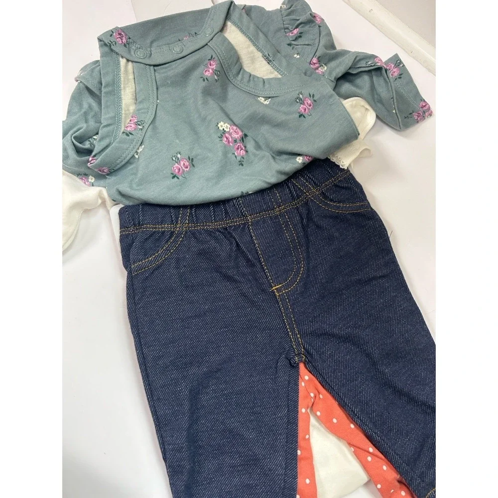 Carter's Baby Girl 4 Piece Bodysuits & Matching  Pants | Size 3 Month NEW Owl